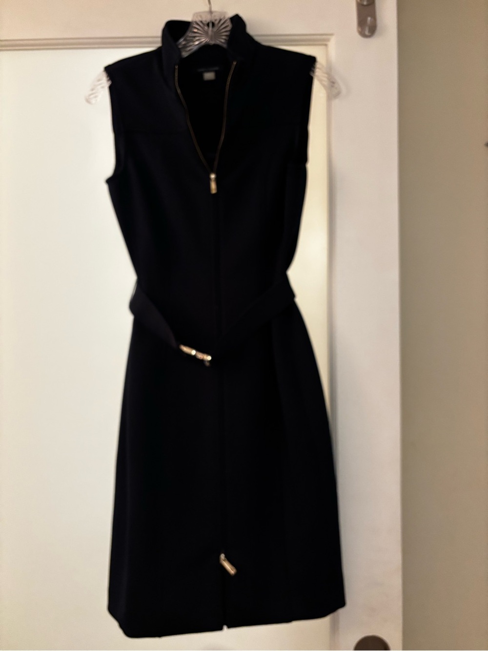 Tommy Hilfiger Sleeveless Navy Blue Zip-Front Dress with Belt